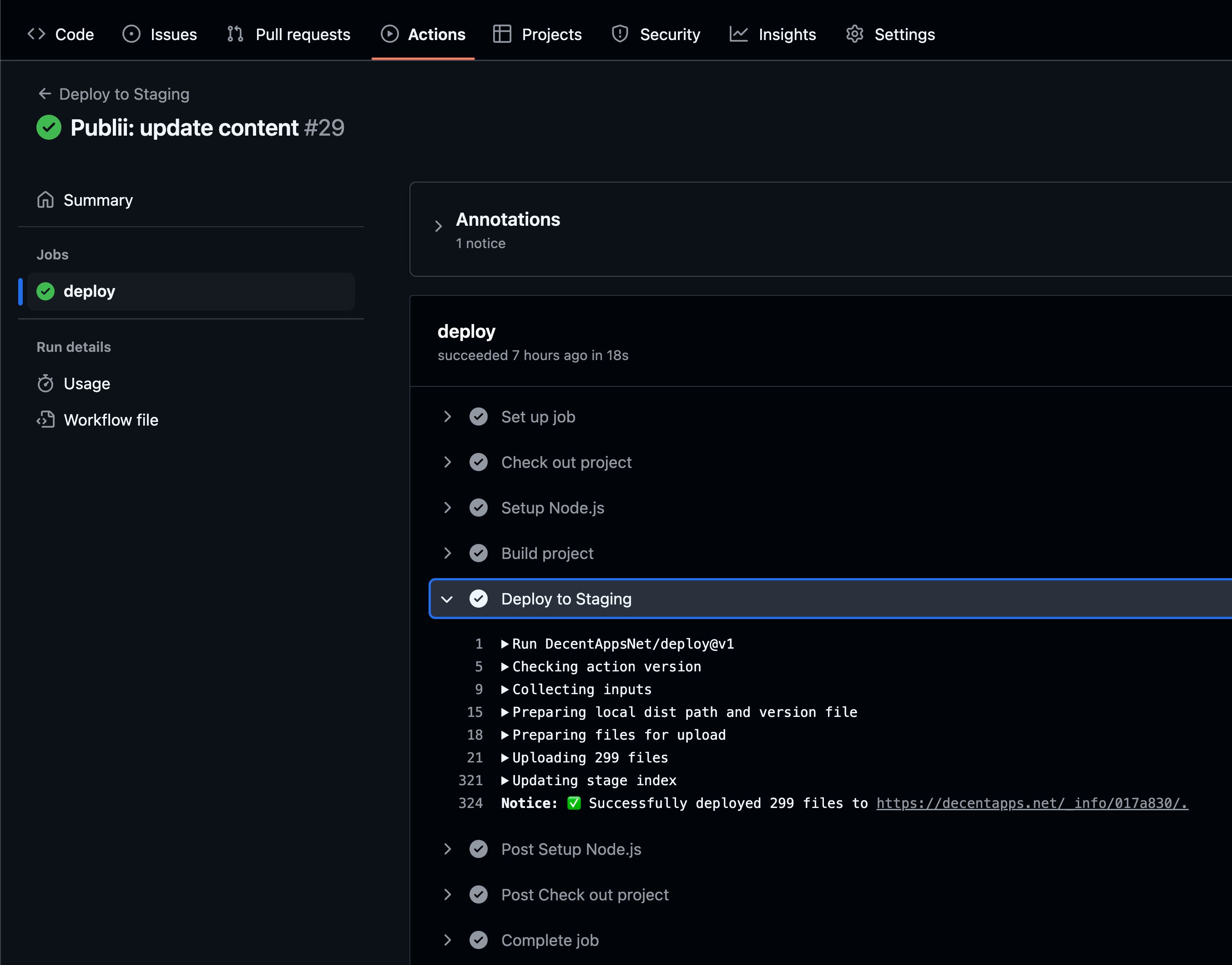 Example deploy workflow