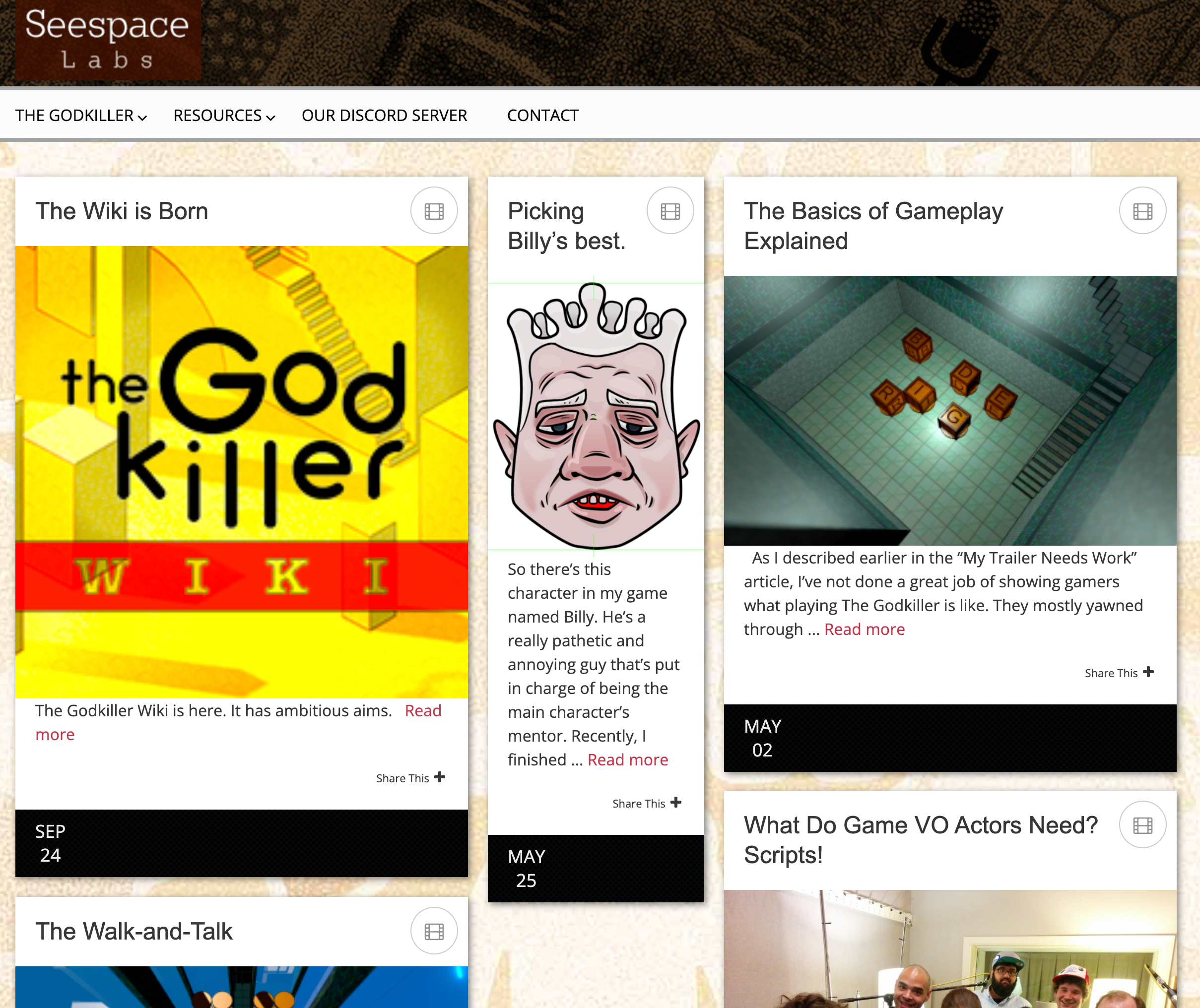 screenshot showing old website